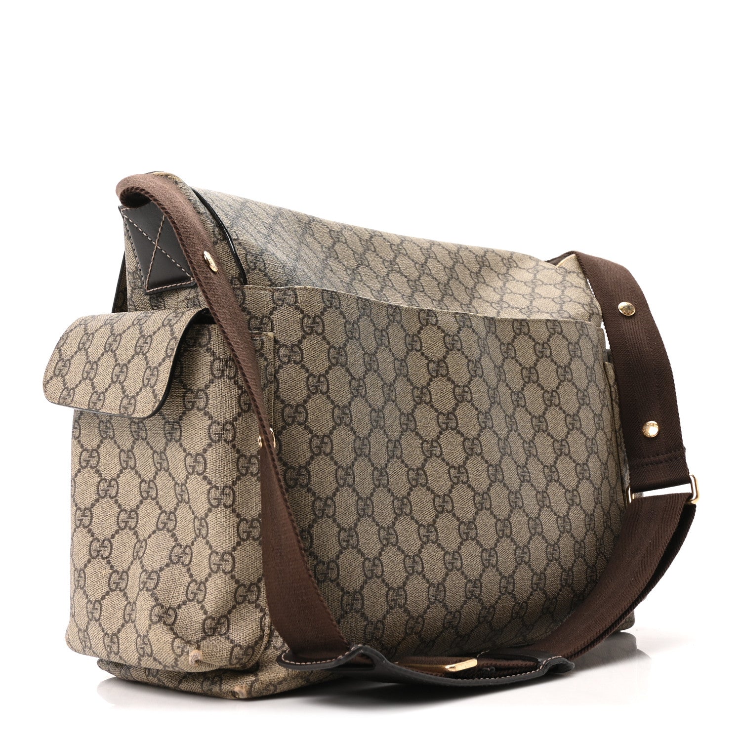 Gucci GG Plus Monogram Messenger Diaper Bag Dark Brown