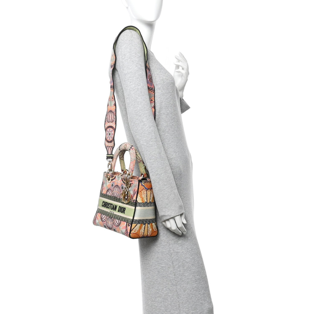 Christian Dior Canvas Embroidered In Lights Medium Lady D-Lite Multicolor
