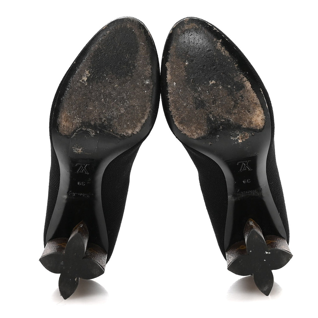 Louis Vuitton Monogram Stretch Fabric Silhouette Ankle Boots 39 Black