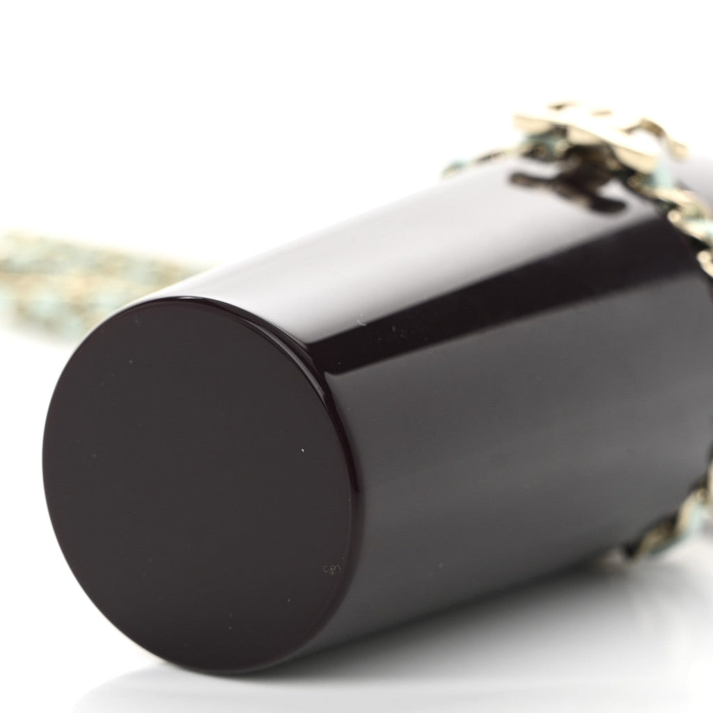 Chanel Lucite Lipstick Case On Chain Burgundy Blue