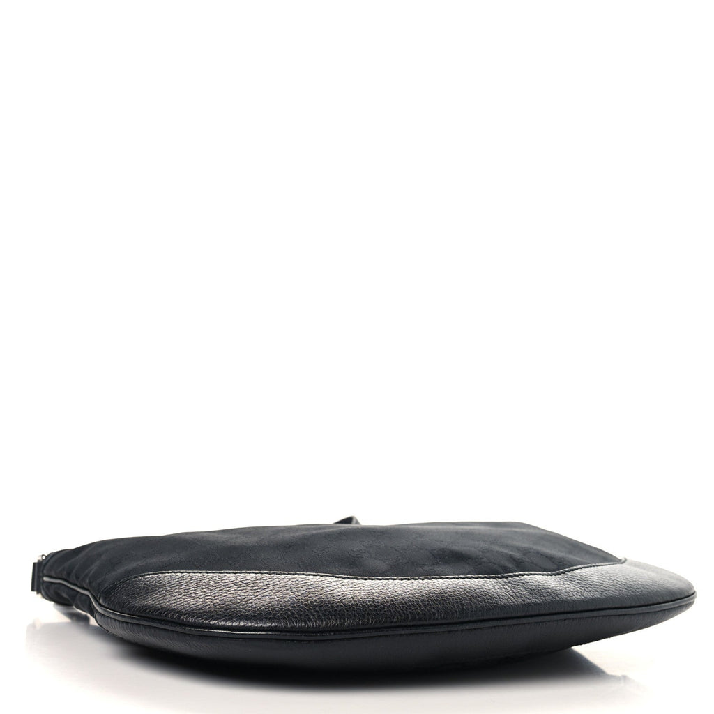 Gucci Denim Monogram Large Half Moon Hobo Black
