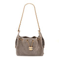 Chanel Suede Quilted Mini Chanel 25 Handbag Dark Grey