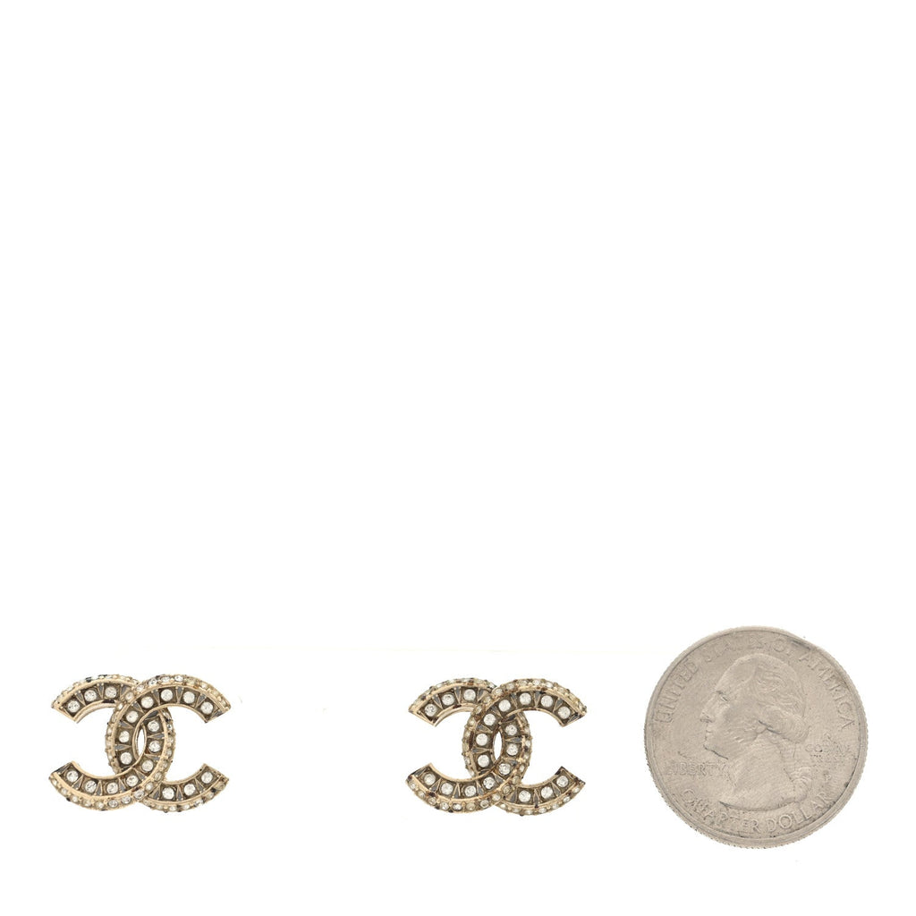 Crystal Timeless CC Earrings Light Gold