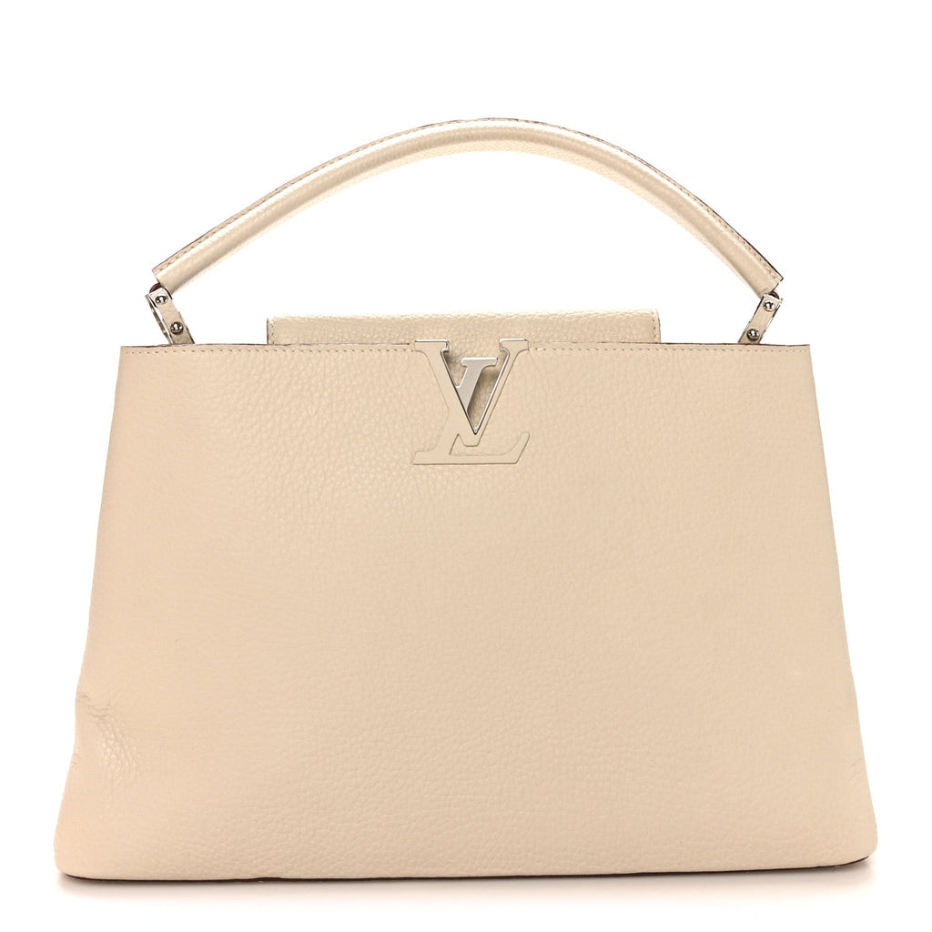 Louis Vuitton Taurillon Capucines MM Blanc Casse