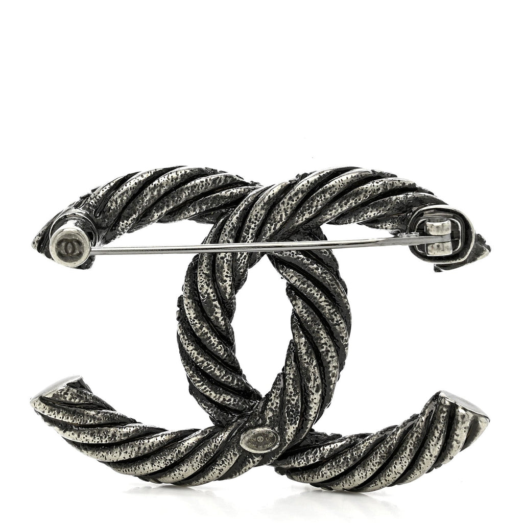 Ruthenium Twisted CC Brooch