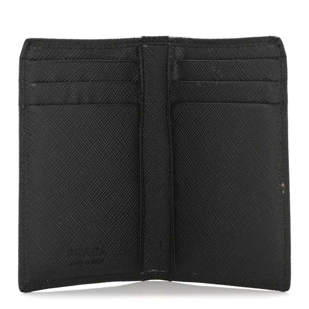 Prada Saffiano Triangle Card Holder Black