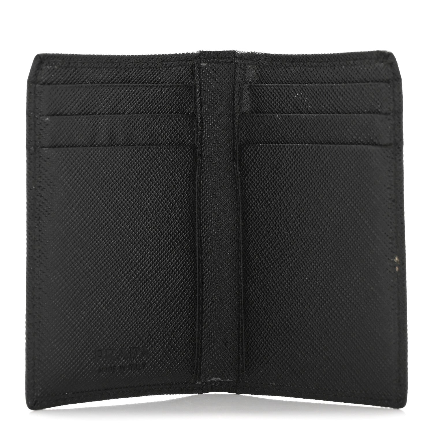 Prada Saffiano Triangle Card Holder Black