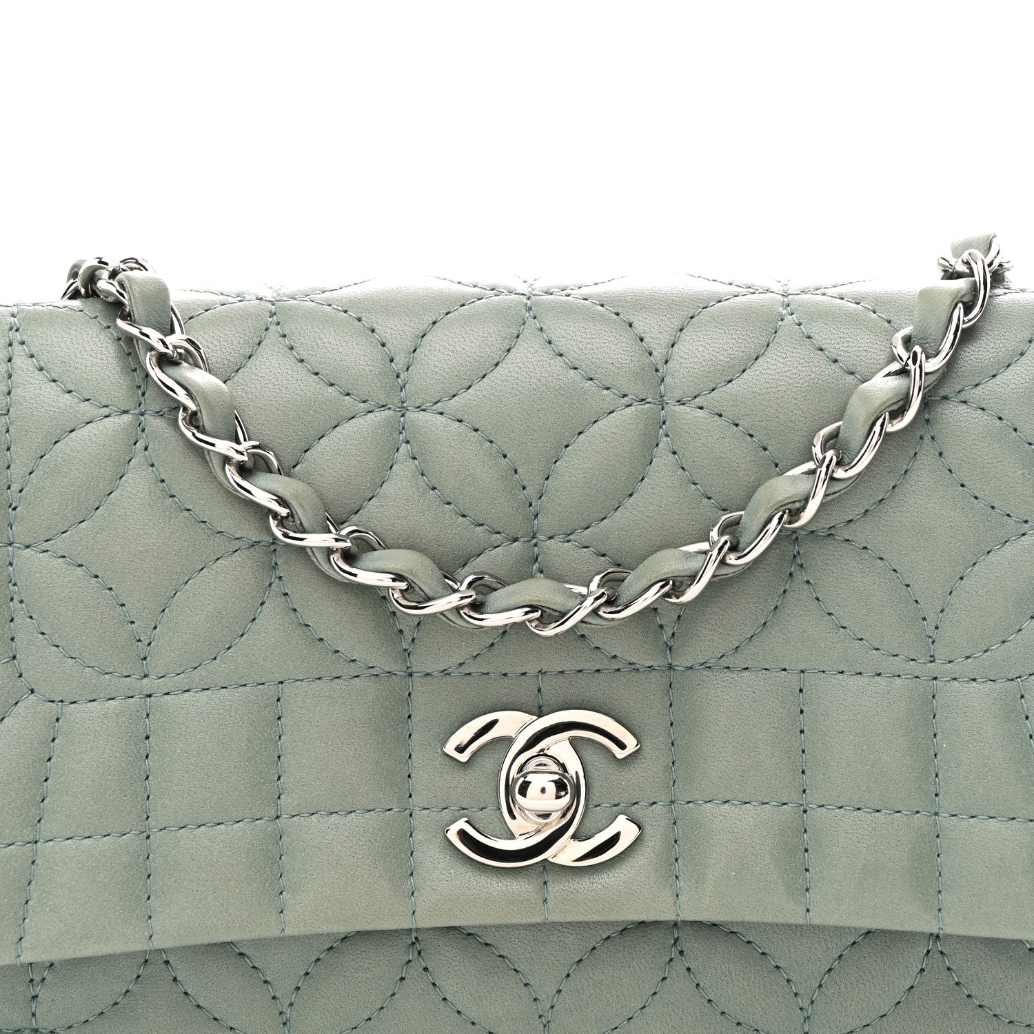 Chanel Lambskin Quilted Lady Graphic Flap Green