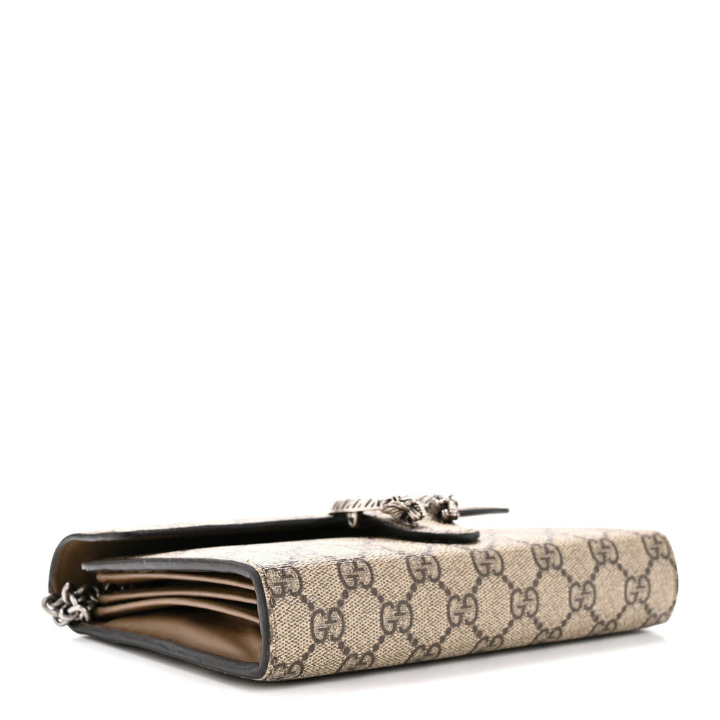 Gucci GG Supreme Monogram Mini Dionysus Chain Wallet Beige Taupe