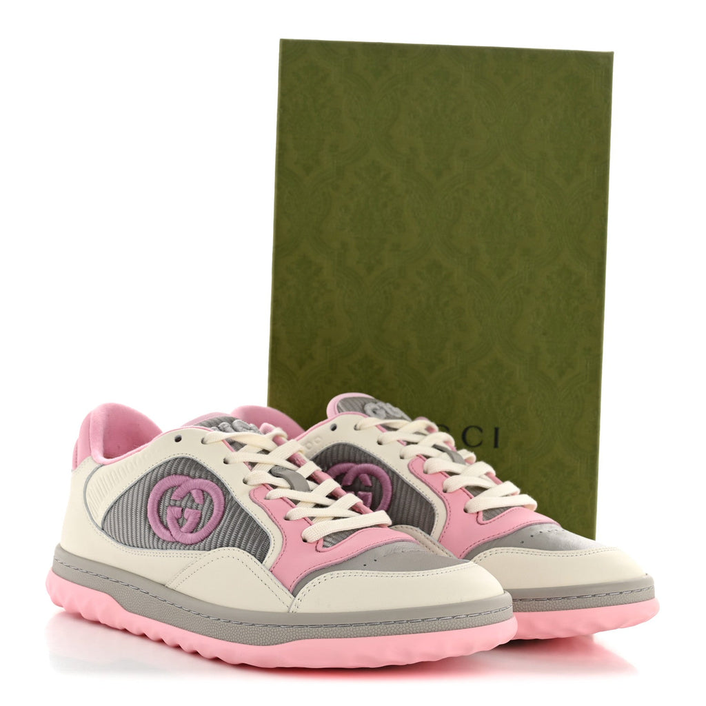 Gucci Dali Soft Calfskin Womens Mac80 Sneakers 38.5 Off White Grey Sky Light Rose