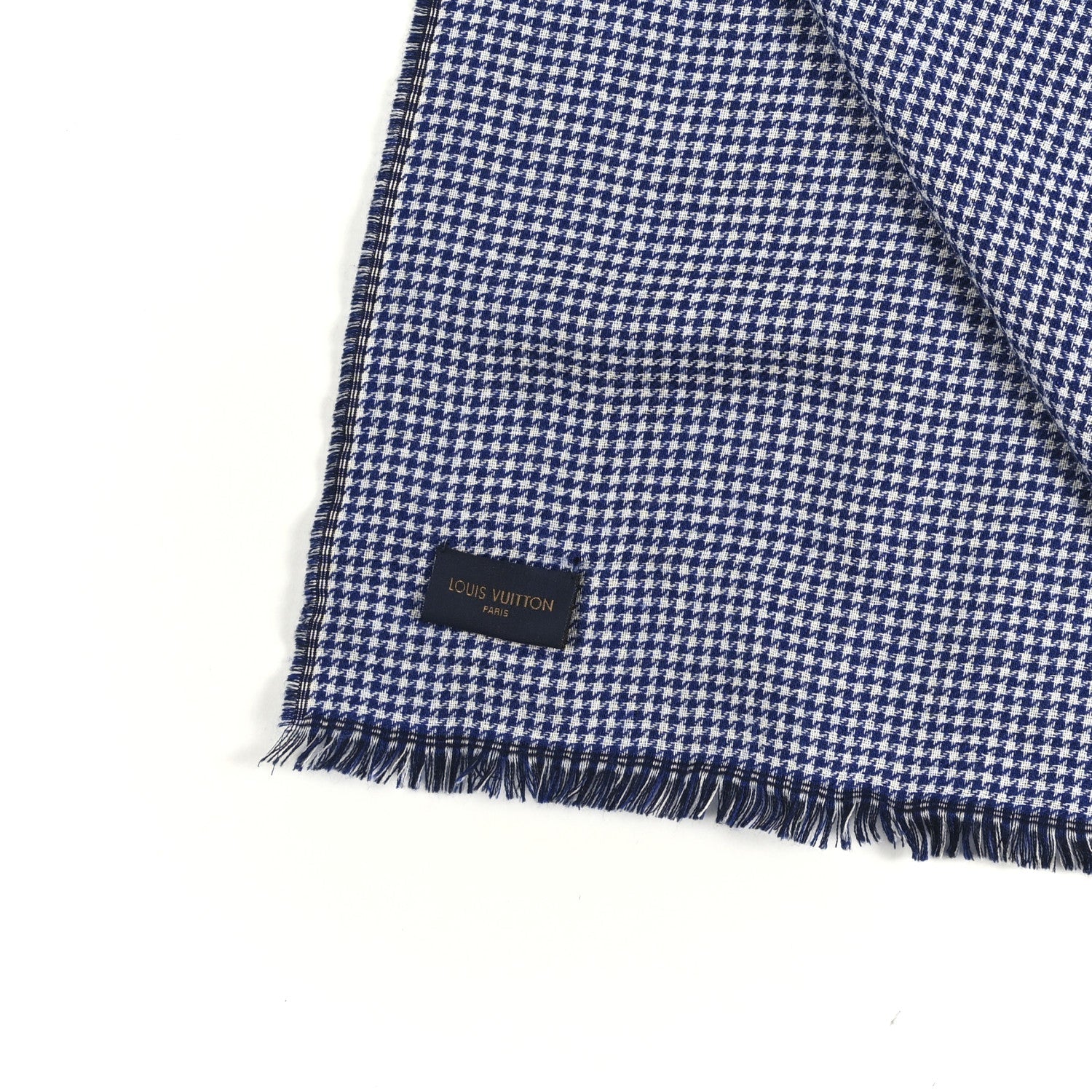 Louis Vuitton Wool Monogram Houndstooth Scarf Blue