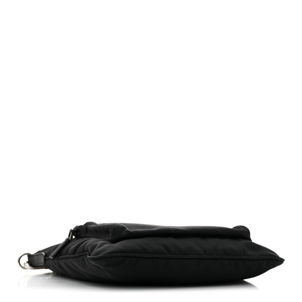 Prada Tessuto Nylon Saffiano Flat Messenger Bag Black