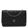 Chanel Lambskin Quilted Wallet On Chain WOC Black