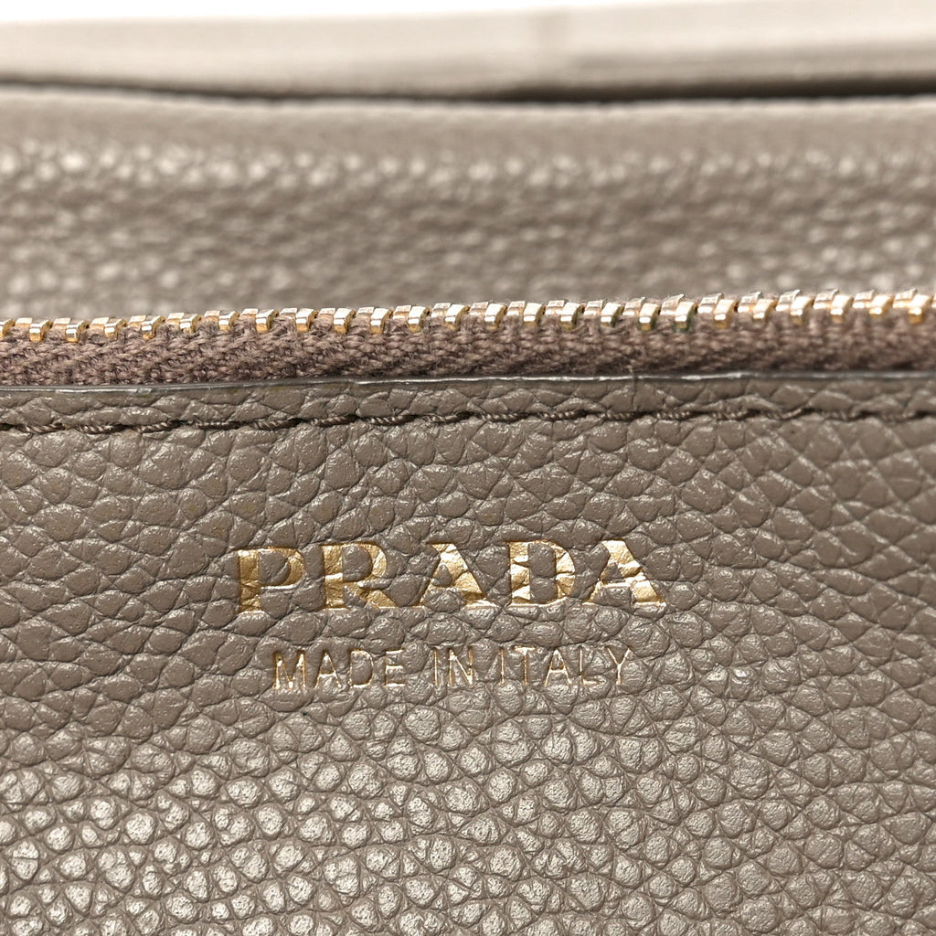 Prada Vitello Daino Metal Continental Flap Wallet Argilla