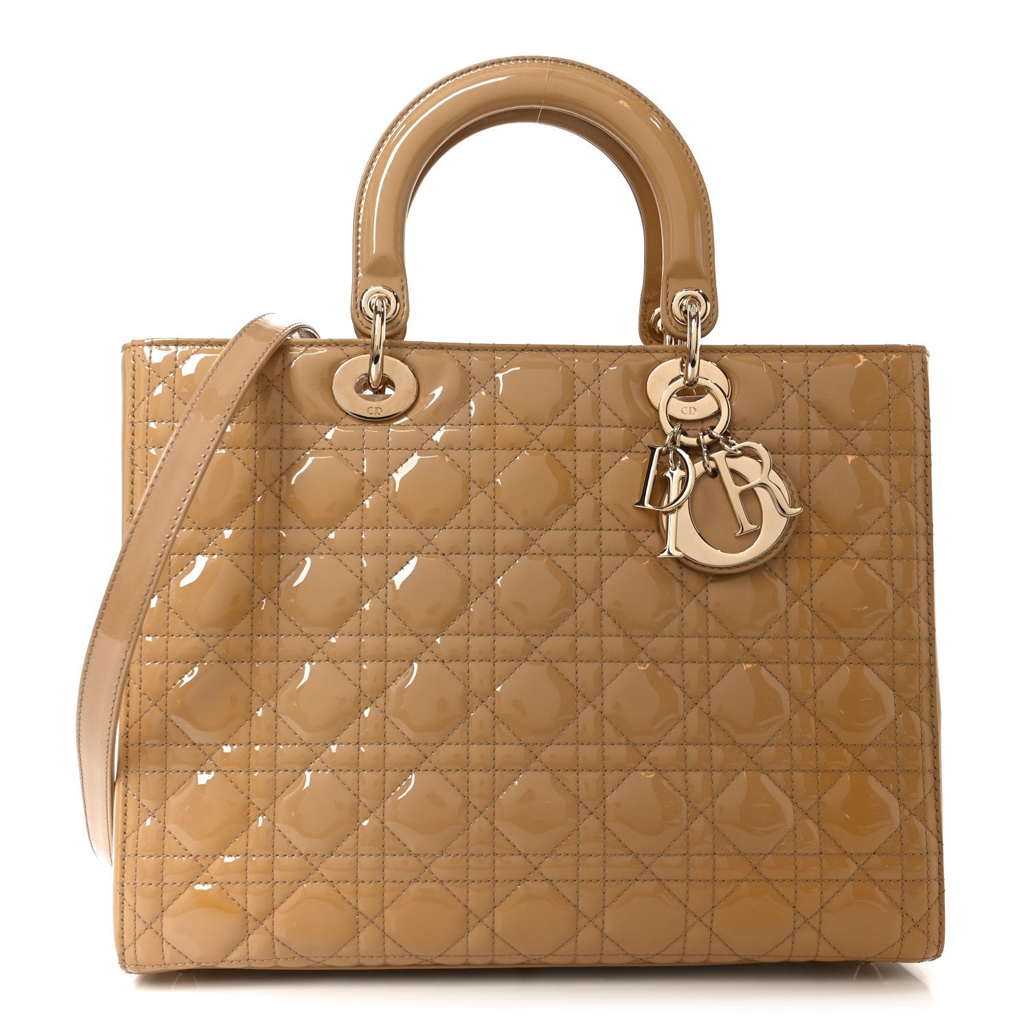 Christian Dior Patent Cannage Large Lady Dior Beige