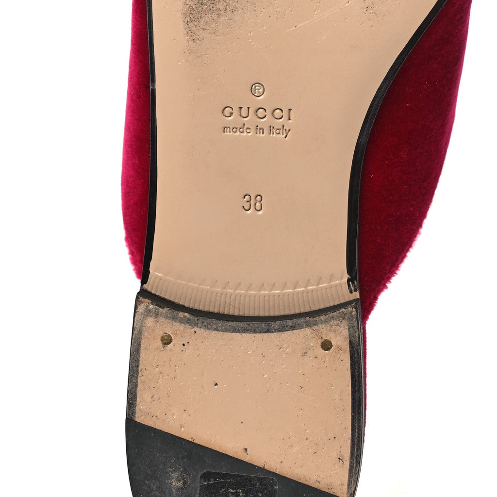 Gucci Velvet Panther Embroidered Womens Princetown Slippers 38 Raspberry Sherbet