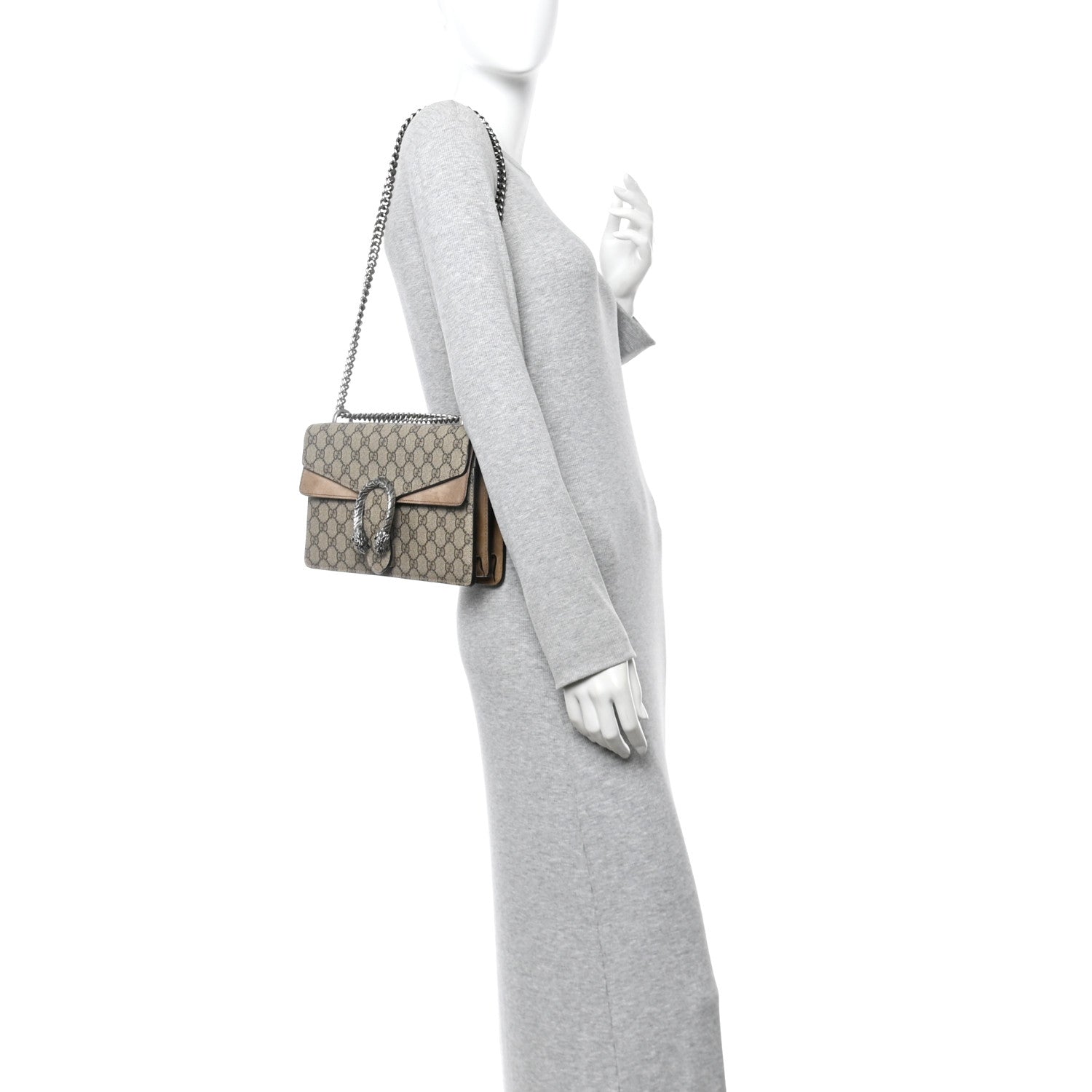 Gucci GG Supreme Monogram Small Dionysus Shoulder Bag Taupe