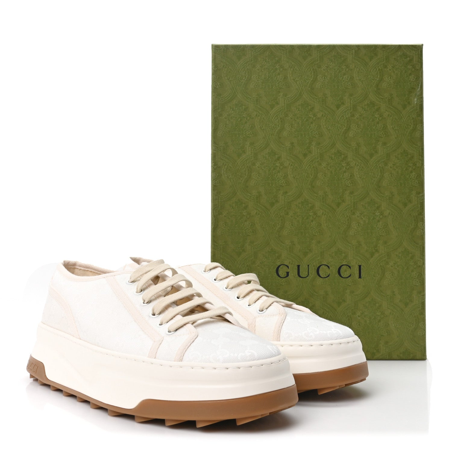 Gucci GG Monogram Mens 1977 Tennis Platform 52mm Sneakers 11 Great White Mystic White