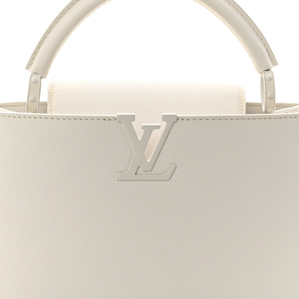 Louis Vuitton Taurillon Capucines East West MM Optic White