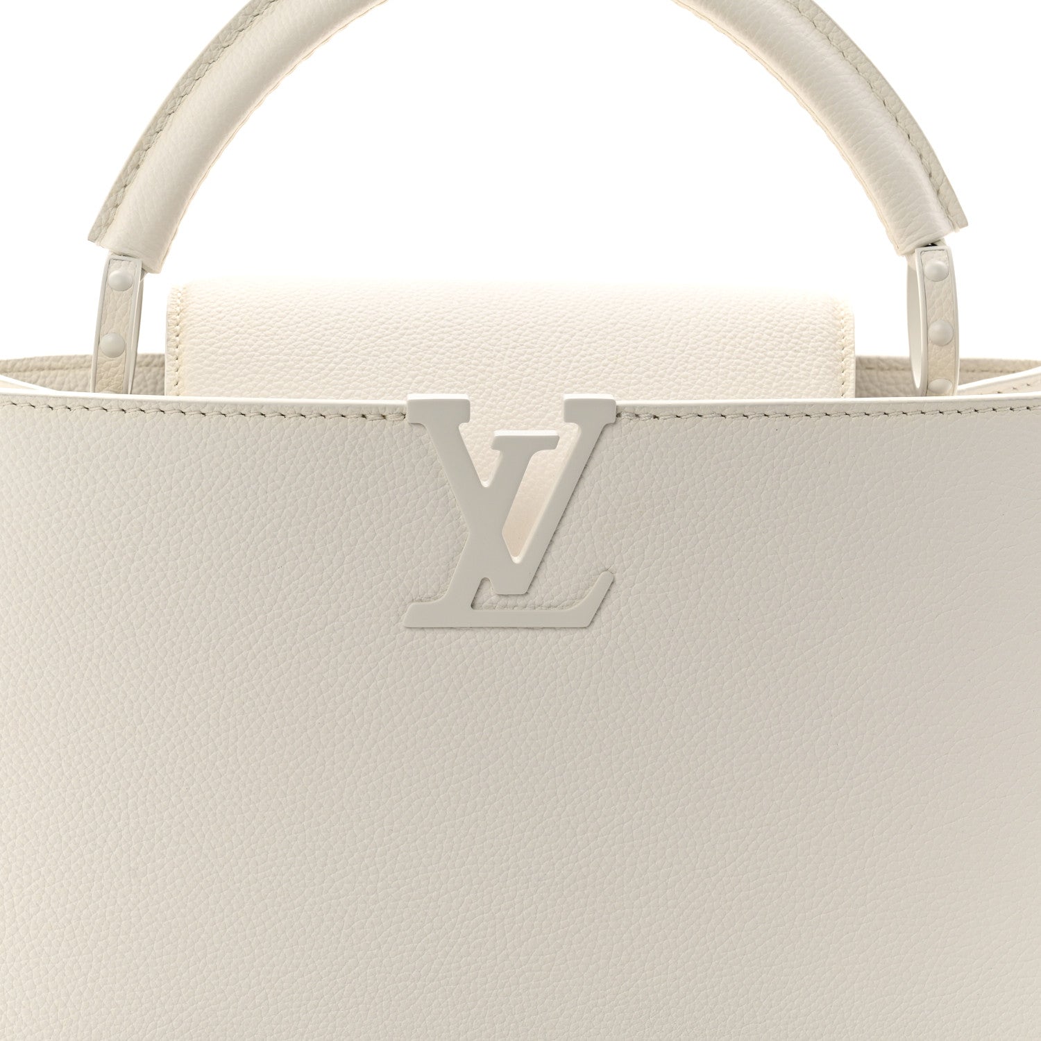 Louis Vuitton Taurillon Capucines East West MM Optic White