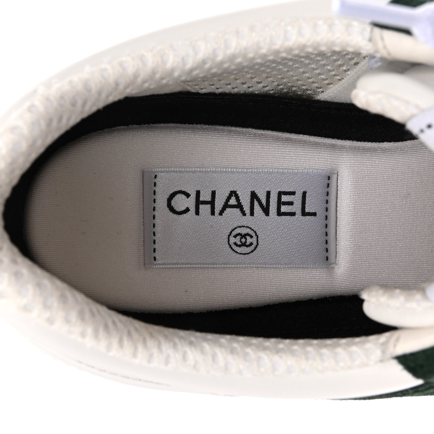 Calfskin Suede Calfskin Logo Womens Sneakers 37.5 White Dark Green