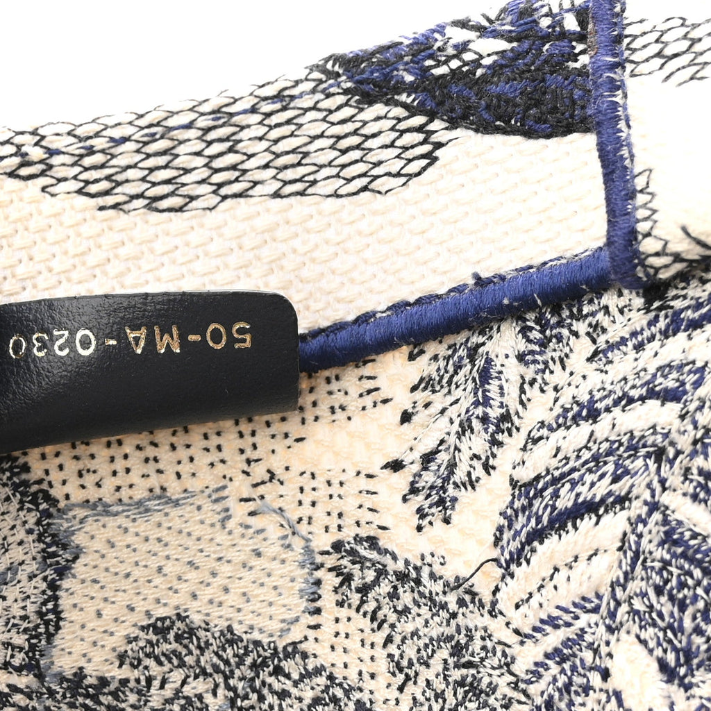 Christian Dior Canvas Embroidered Large Palm Tree Toile De Jouy Book Tote Blue