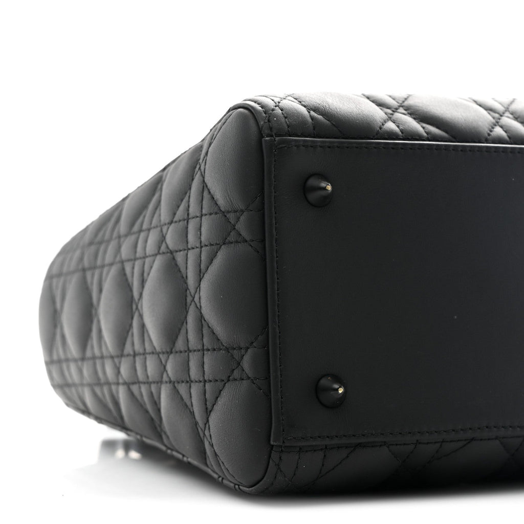 Christian Dior Ultra Matte Calfskin Cannage Medium Lady Dior Black