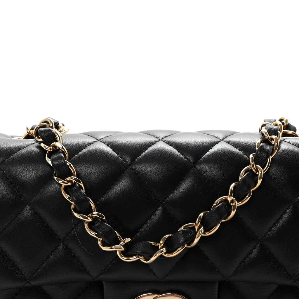 Chanel Lambskin Quilted Mini Rectangular Flap Black