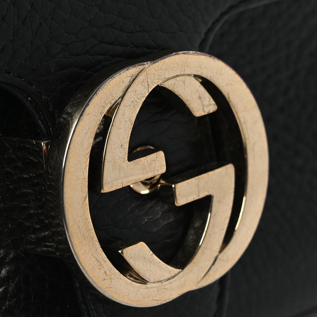Gucci Dollar Calfskin Interlocking G Crossbody Bag Black