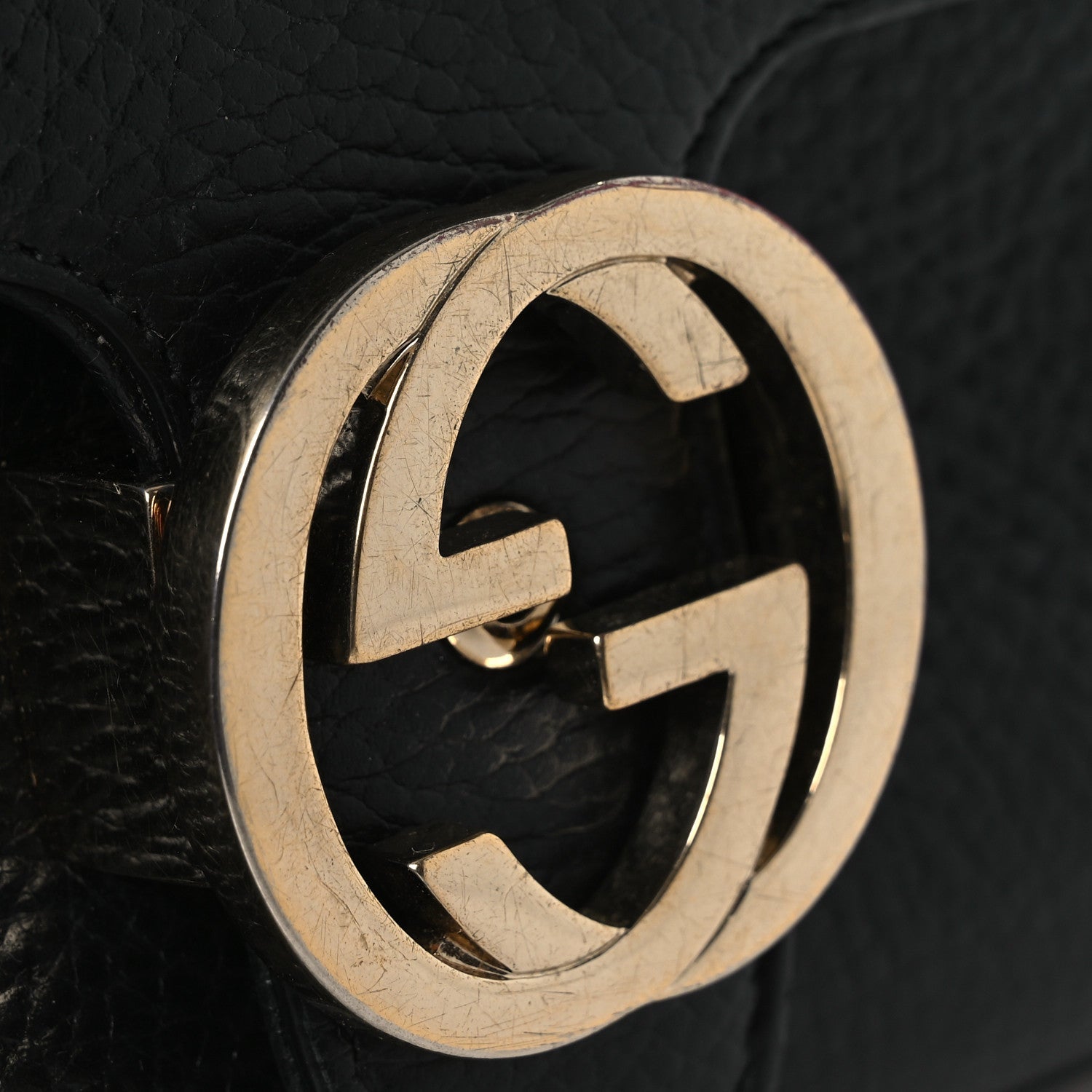 Gucci Dollar Calfskin Interlocking G Crossbody Bag Black