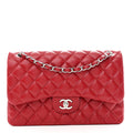 Chanel Caviar Quilted Jumbo Double Flap Red