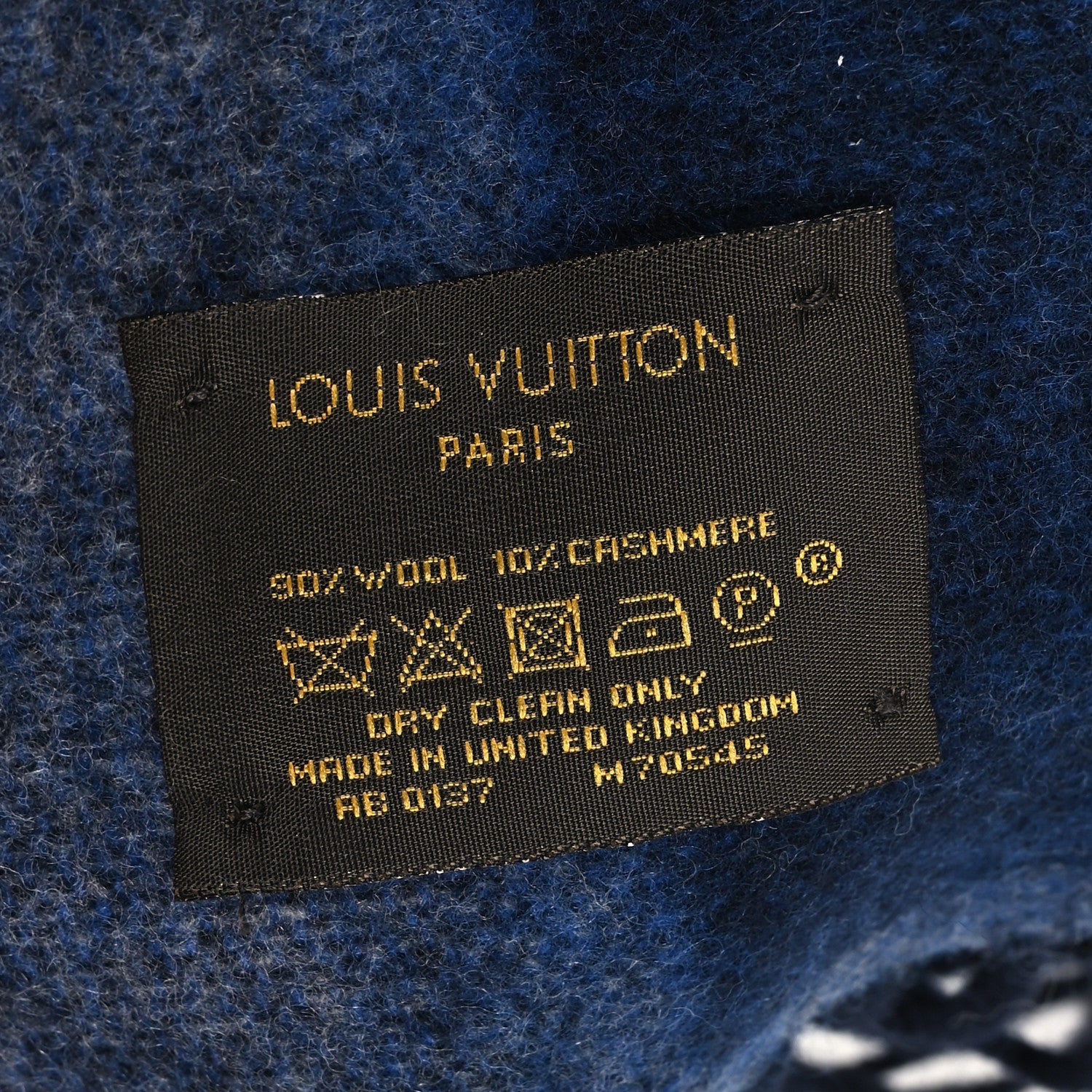 Louis Vuitton Wool Cashmere LV Scarf Grey Blue