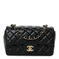 Chanel Lambskin Quilted Mini Rectangular Flap Black