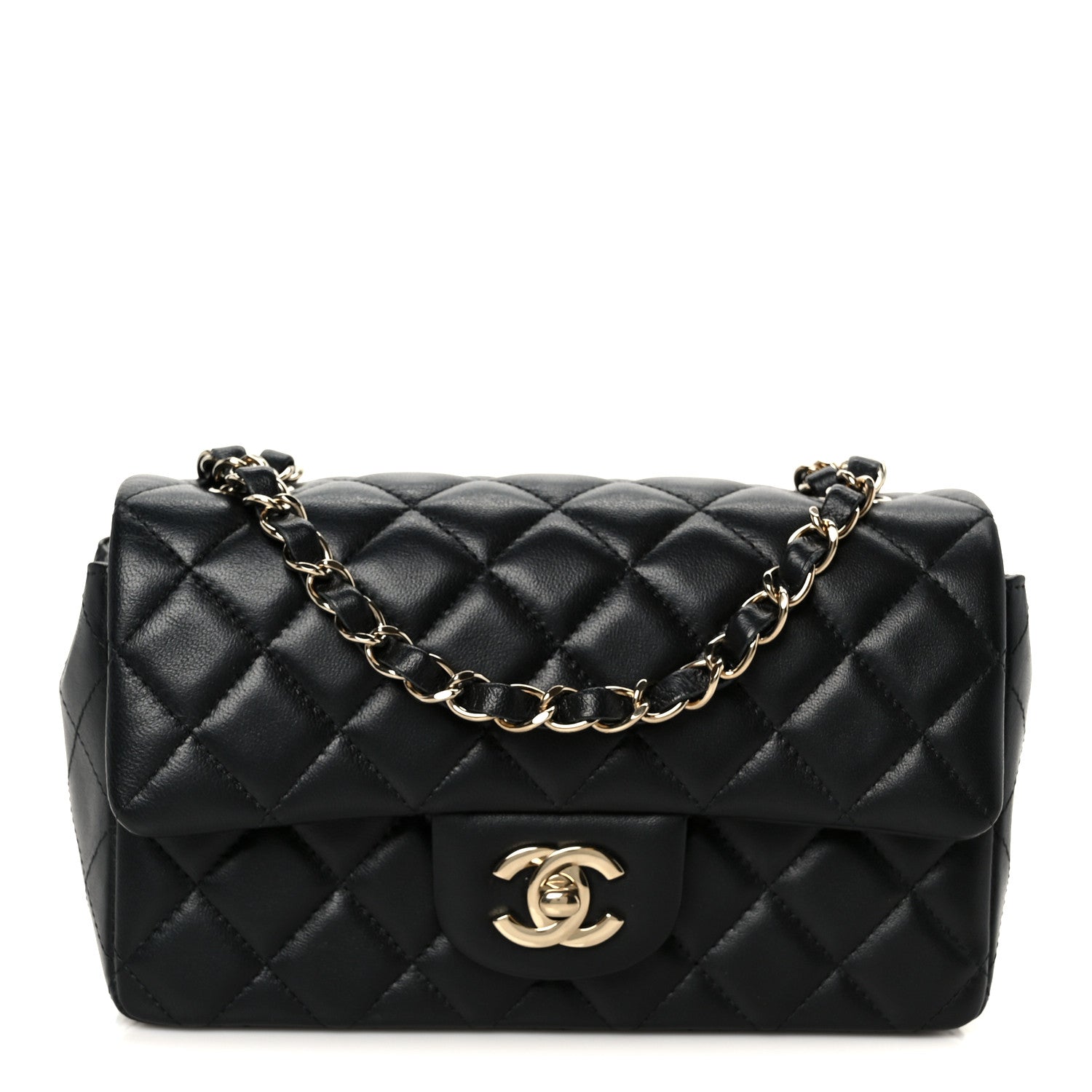 Chanel Lambskin Quilted Mini Rectangular Flap Black