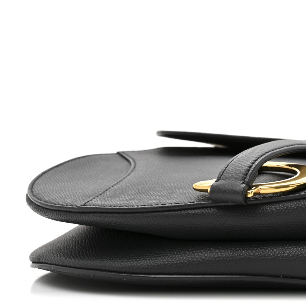 Christian Dior Grained Calfskin Saddle Bag Black