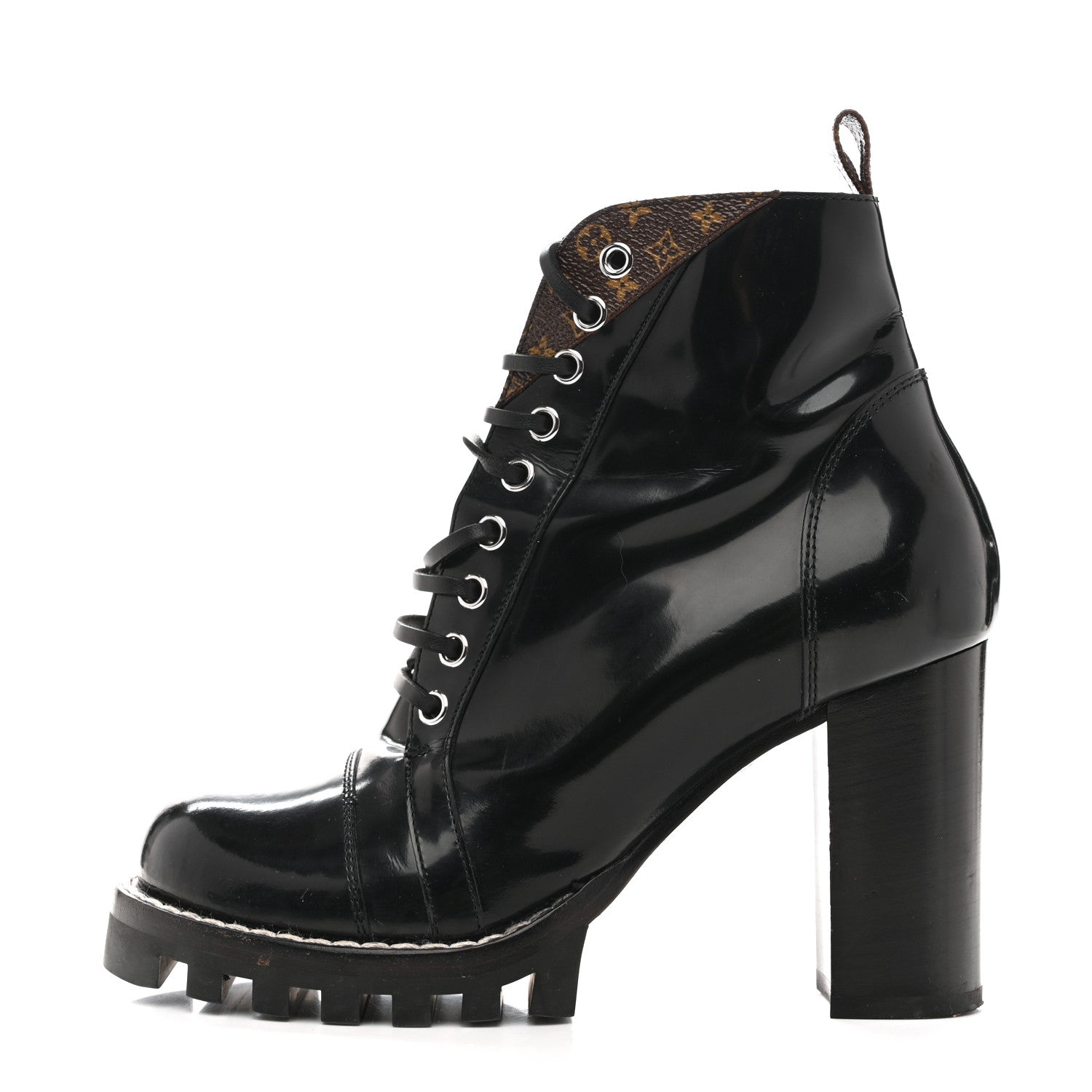 Louis Vuitton Glazed Calfskin Monogram Star Trail Ankle Boots 39 Black