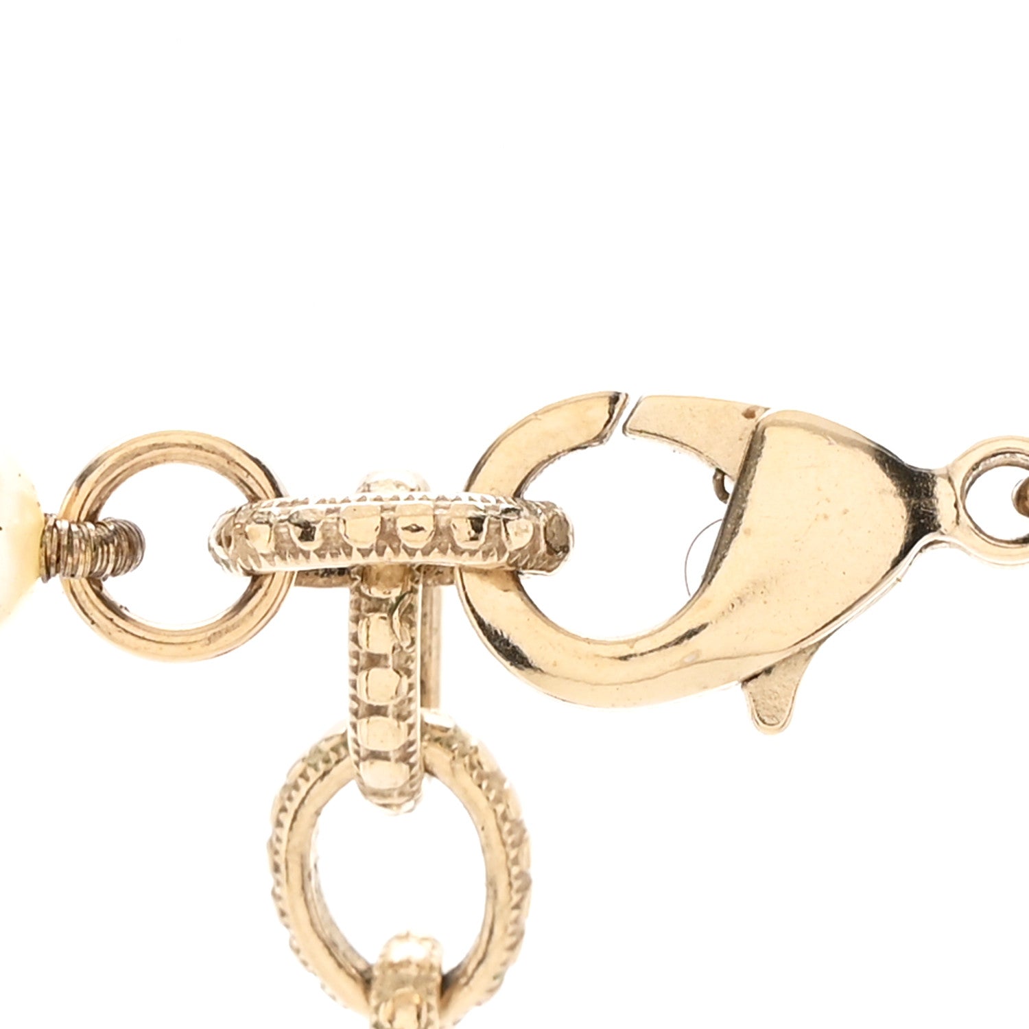 Baguette Crystal Pearl CC Long Necklace Black Gold