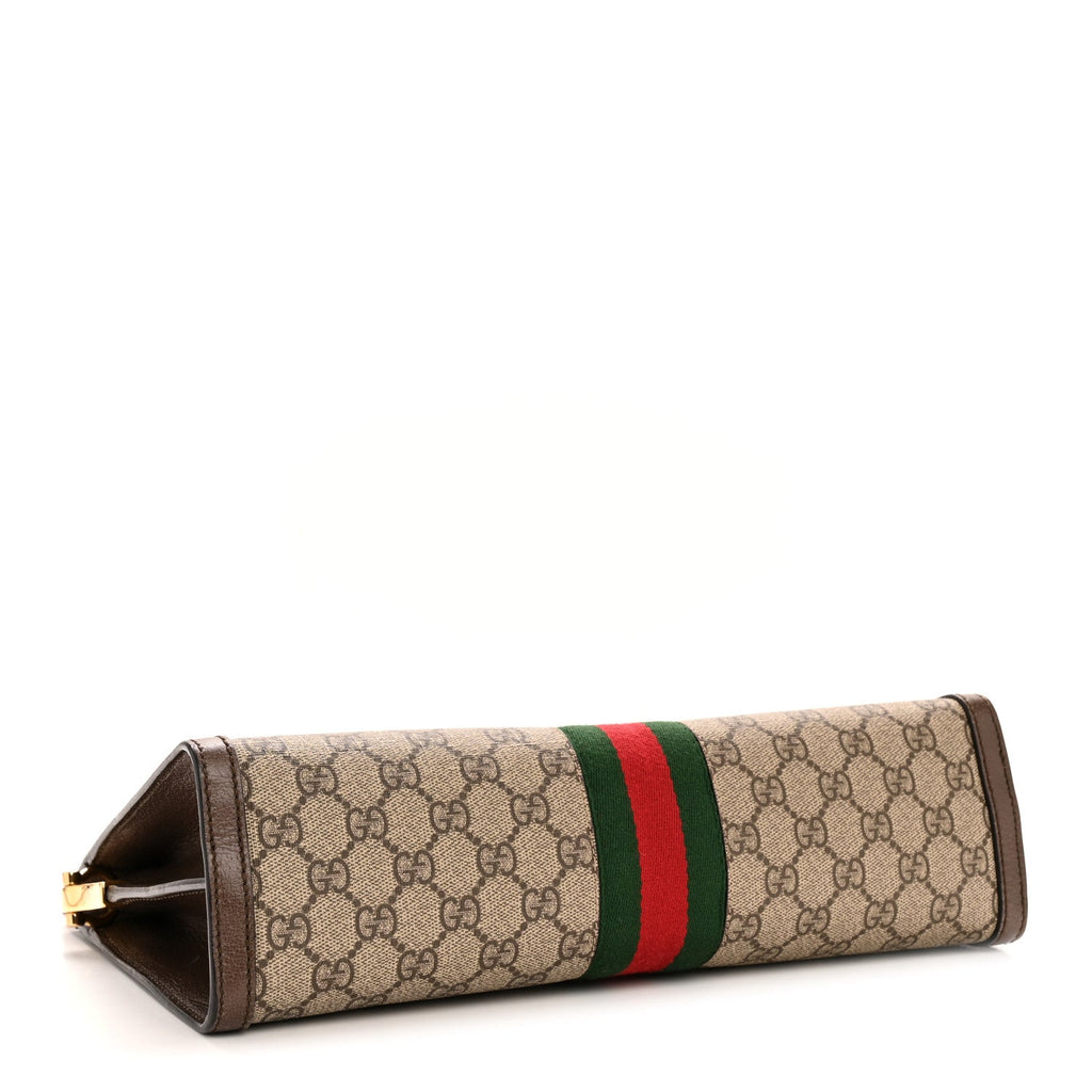 Gucci GG Supreme Monogram Web Medium Ophidia Chain Shoulder Bag Brown