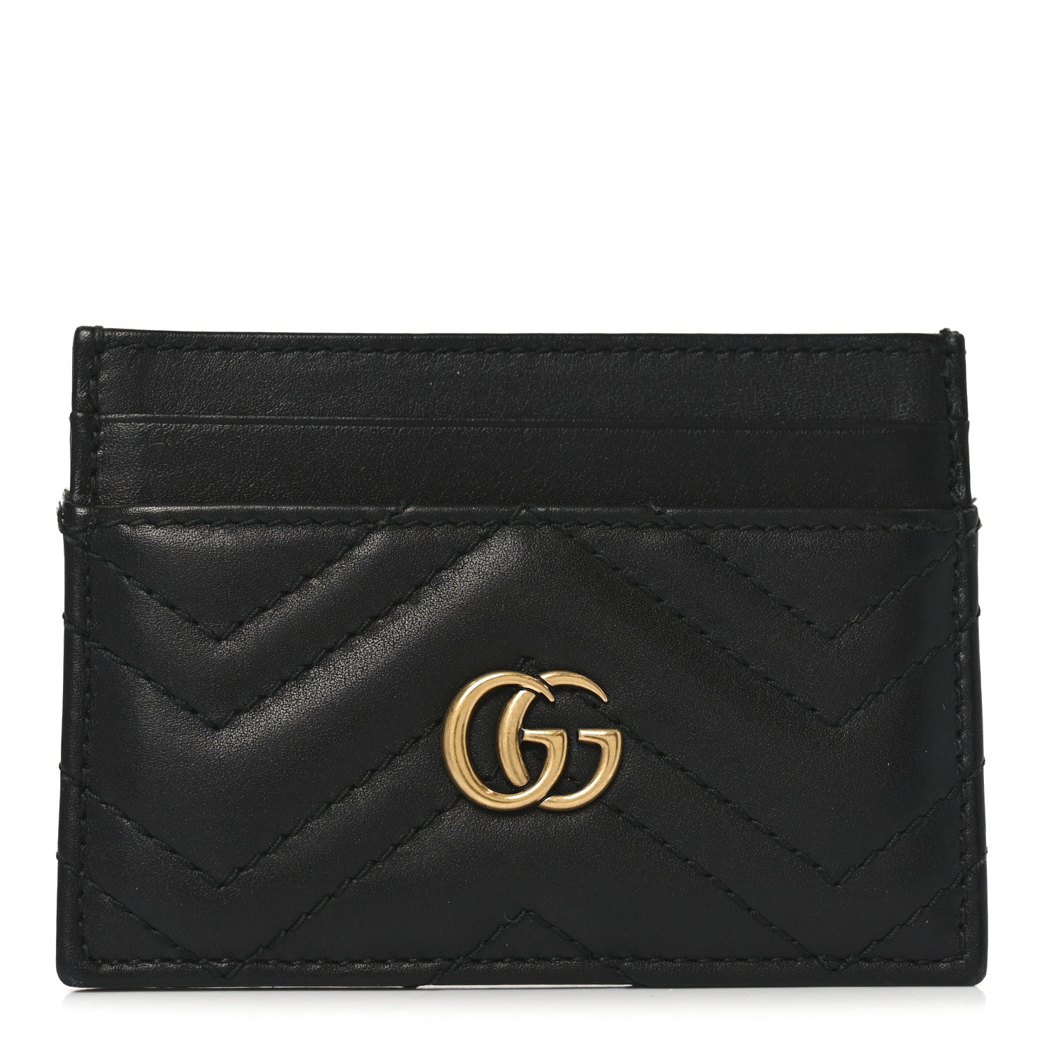 Gucci Calfskin Matelasse GG Marmont Card Holder Black