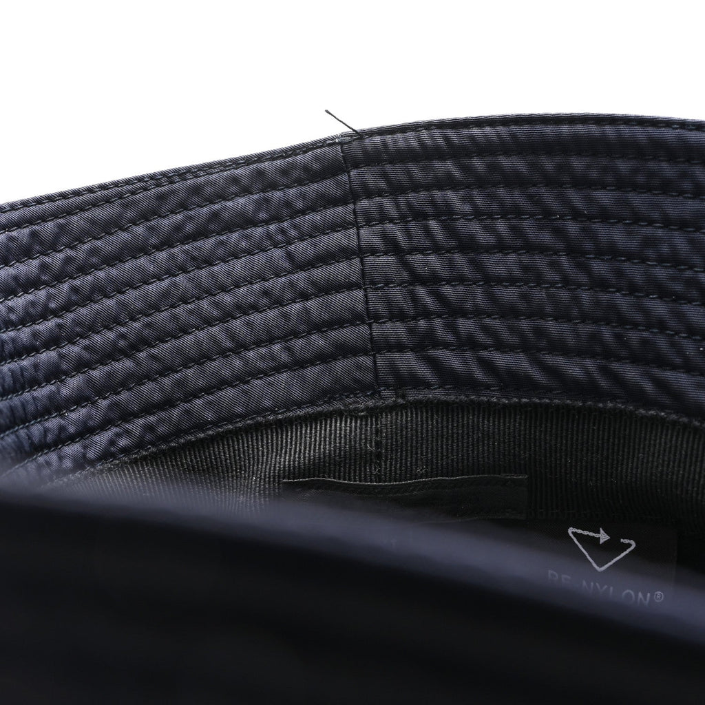 Prada Re-Nylon Metal Triangle Logo Womens Bucket Hat XL Black