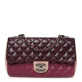 Chanel Lambskin Quilted Medium Tri-Color Flap Burgundy Dark Pink