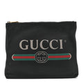 Gucci Pebbled Calfskin Medium Logo Portfolio Clutch Black
