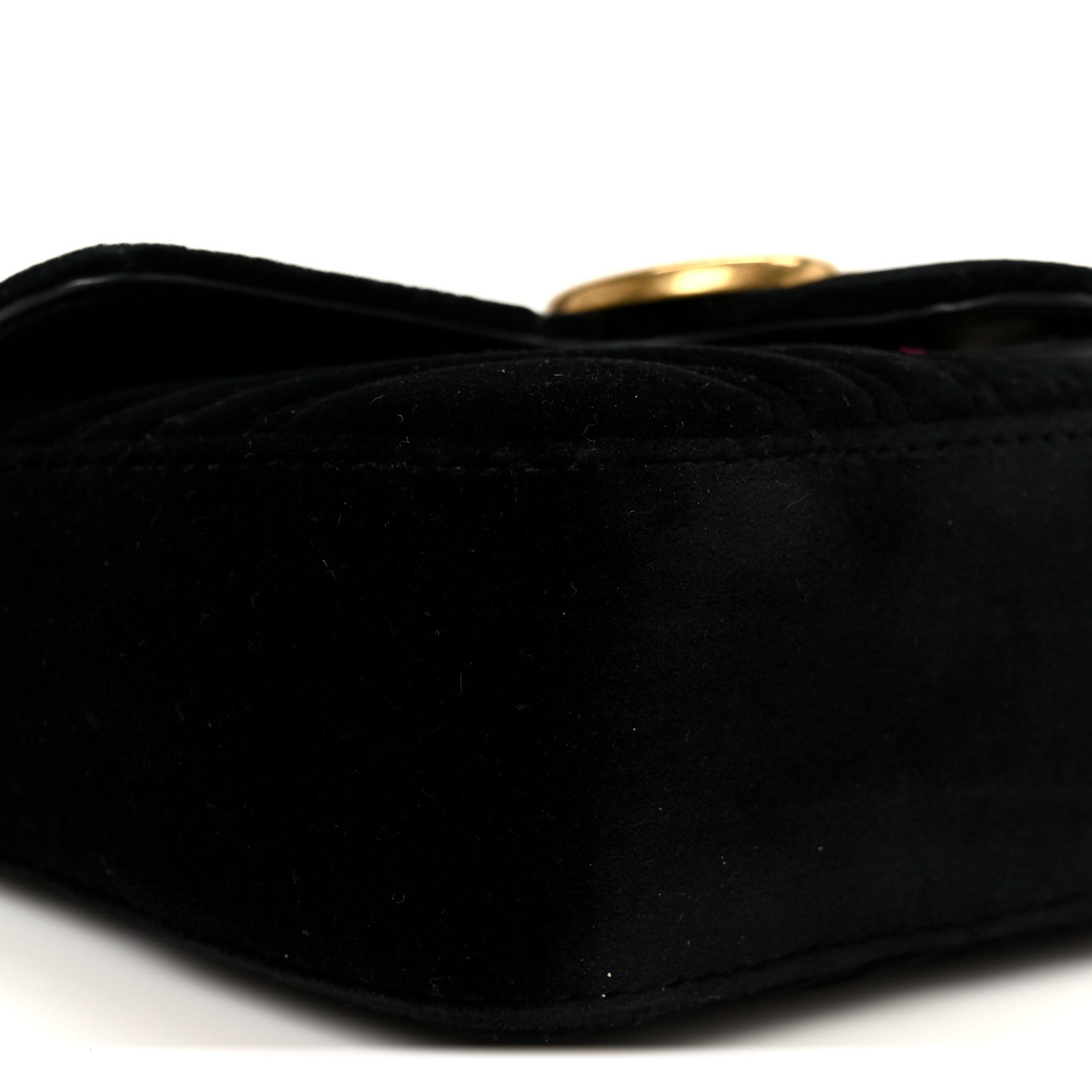 Gucci Velvet Matelasse Mini GG Marmont Shoulder Bag  Black