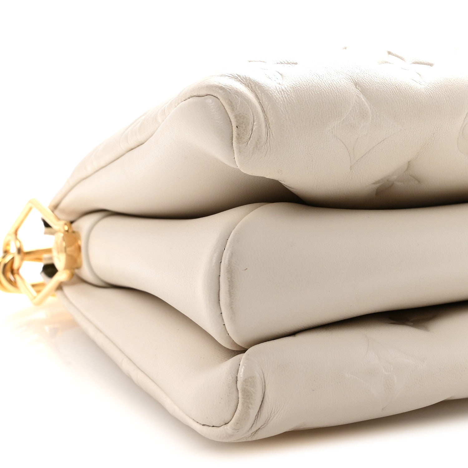 Louis Vuitton Lambskin Embossed Monogram Coussin PM White