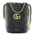 Gucci Calfskin Matelasse Mini GG Marmont 2.0 Bucket Bag Black