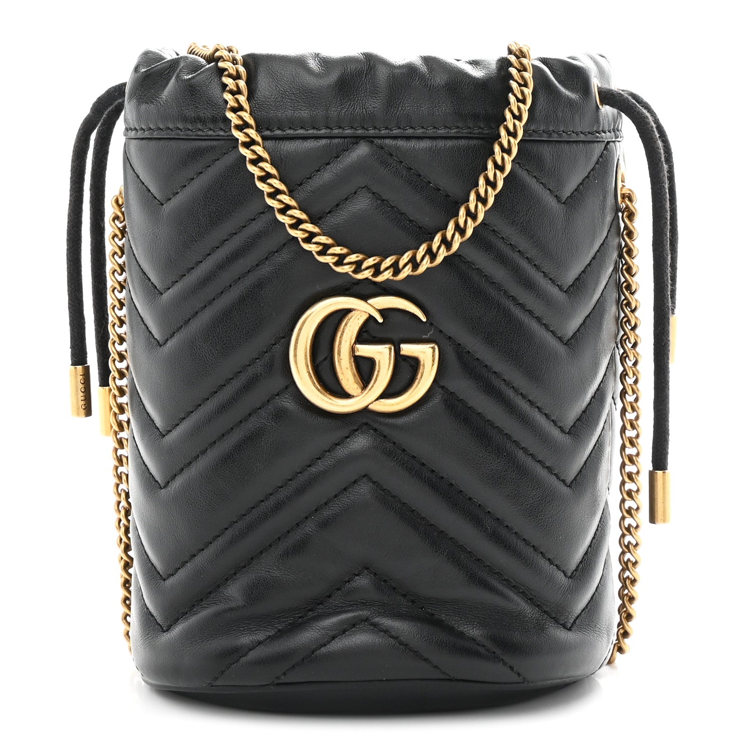 Gucci Calfskin Matelasse Mini GG Marmont 2.0 Bucket Bag Black