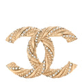 Crystal Twisted CC Brooch Light Gold