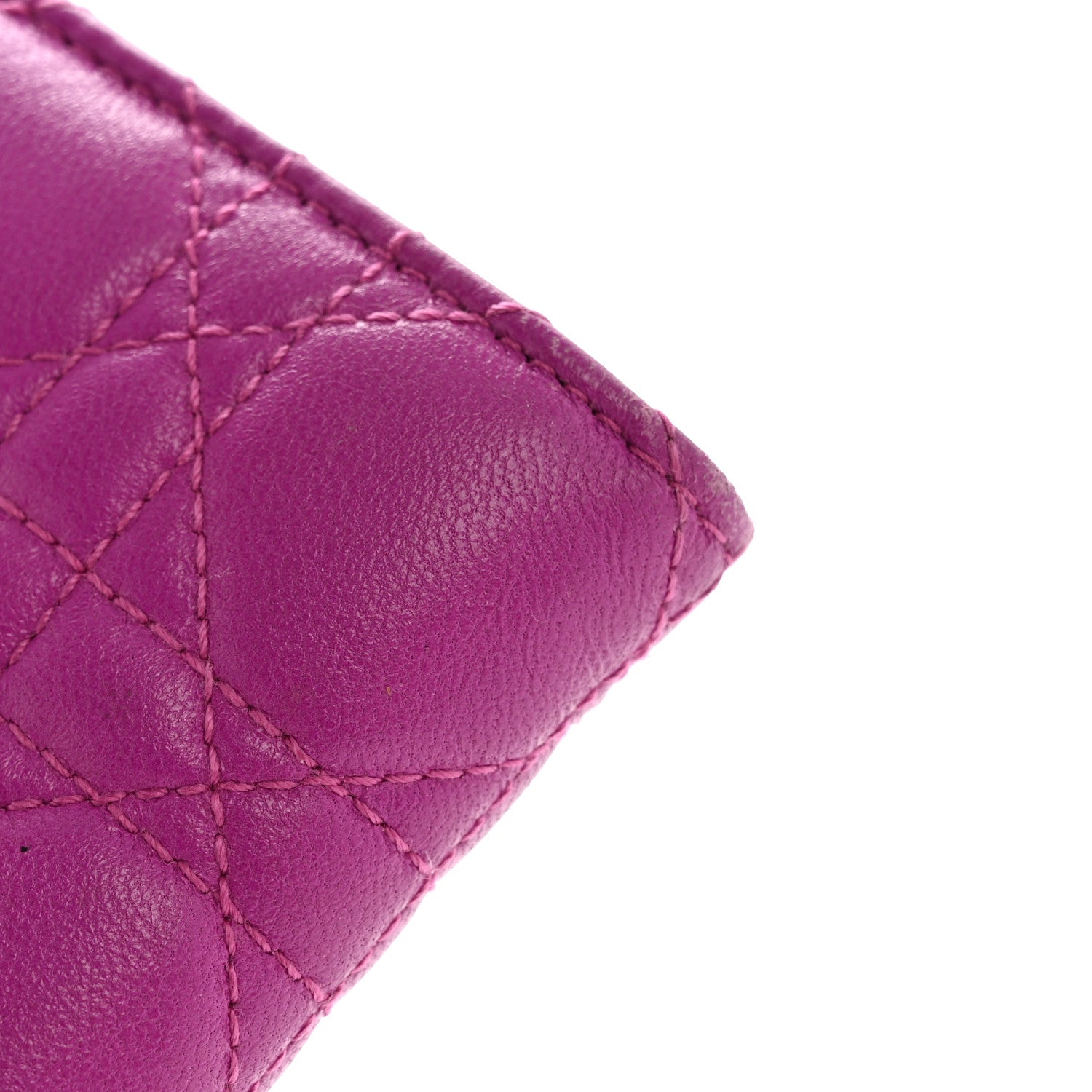 Christian Dior Lambskin Cannage Miss Dior Chain Wallet Dark Pink