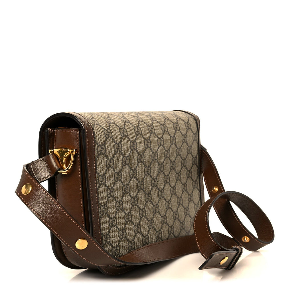 Gucci GG Supreme Monogram Horsebit 1955 Shoulder Bag Beige Brown Sugar