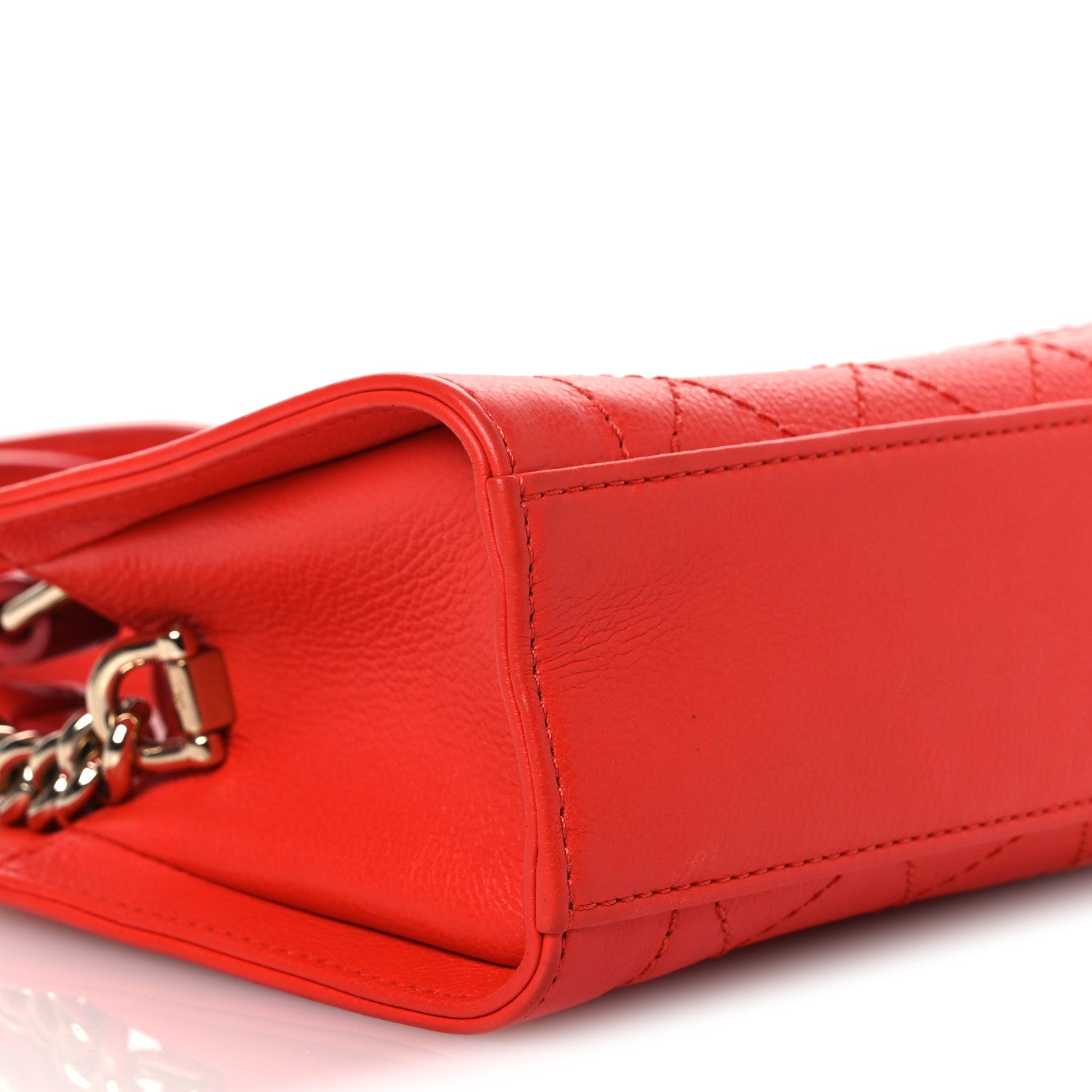 Chanel Grained Calfskin Stitched Mini Label Click Shopper Tote Red